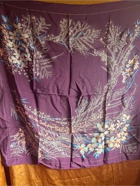 Vintage Floral Scarf in Purple with Floral Sprays